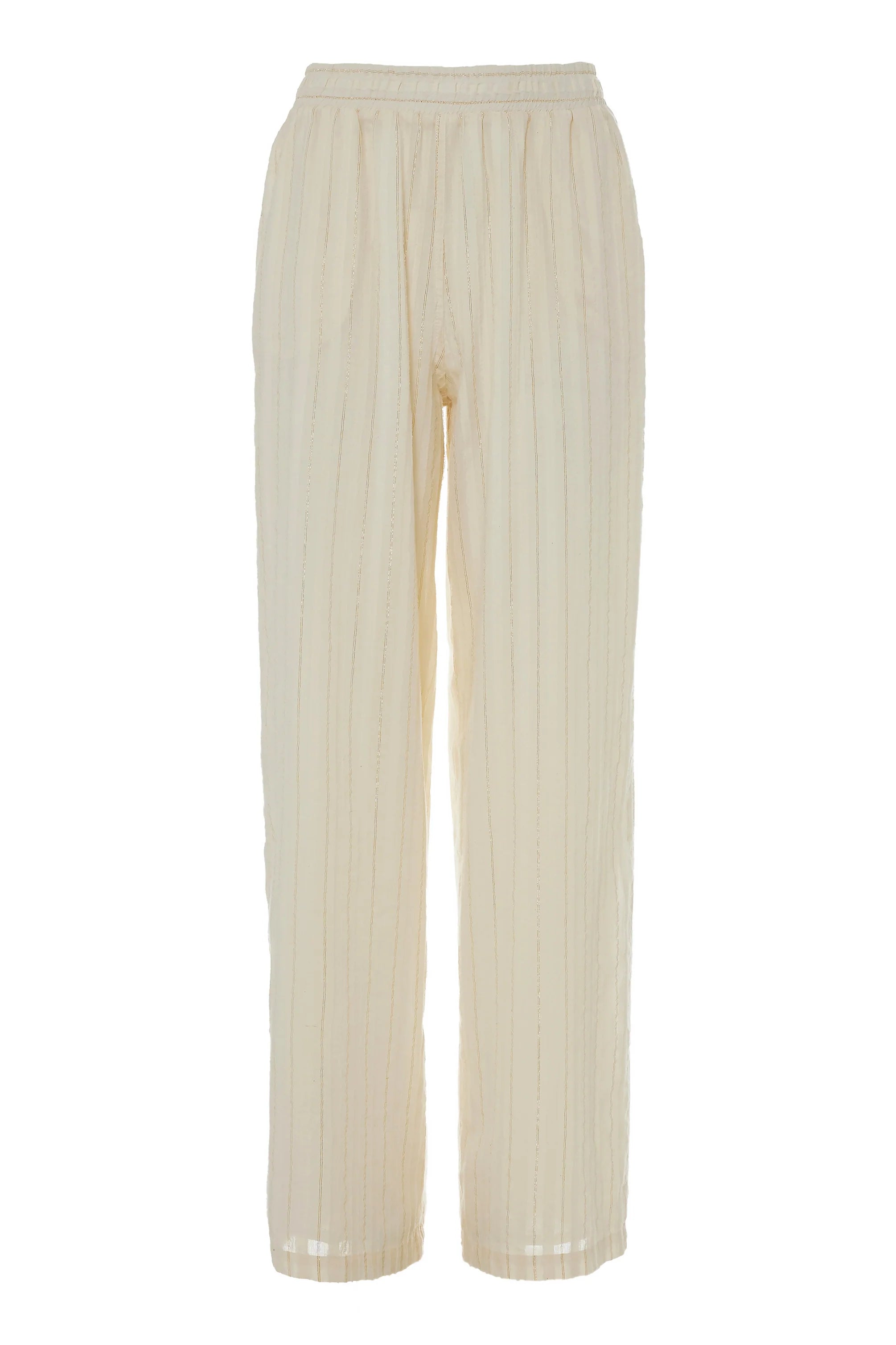 Beige ribbed pants on a white background