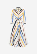 Multicolored striped dress on a white background
