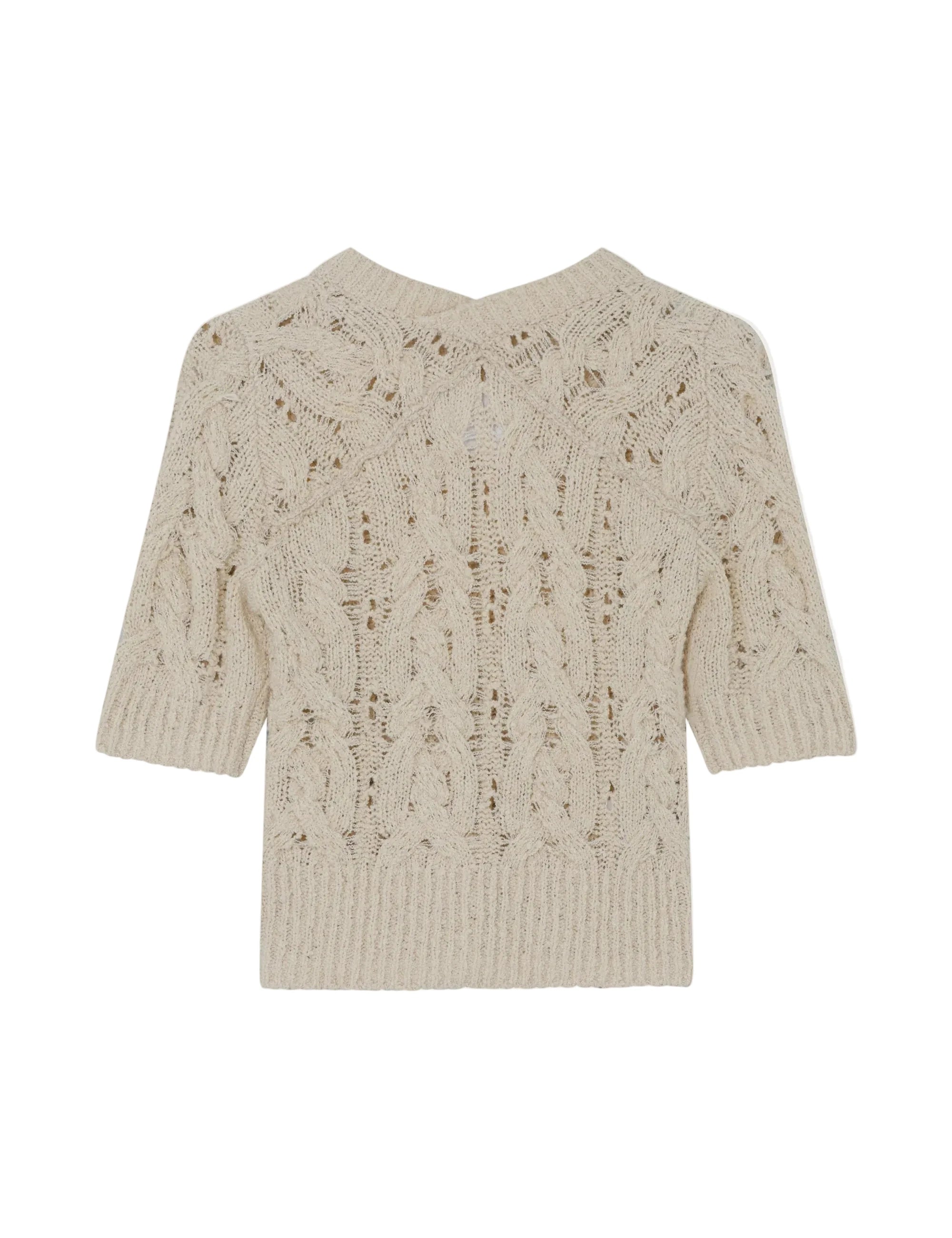 Beige knitted cardigan on a white background