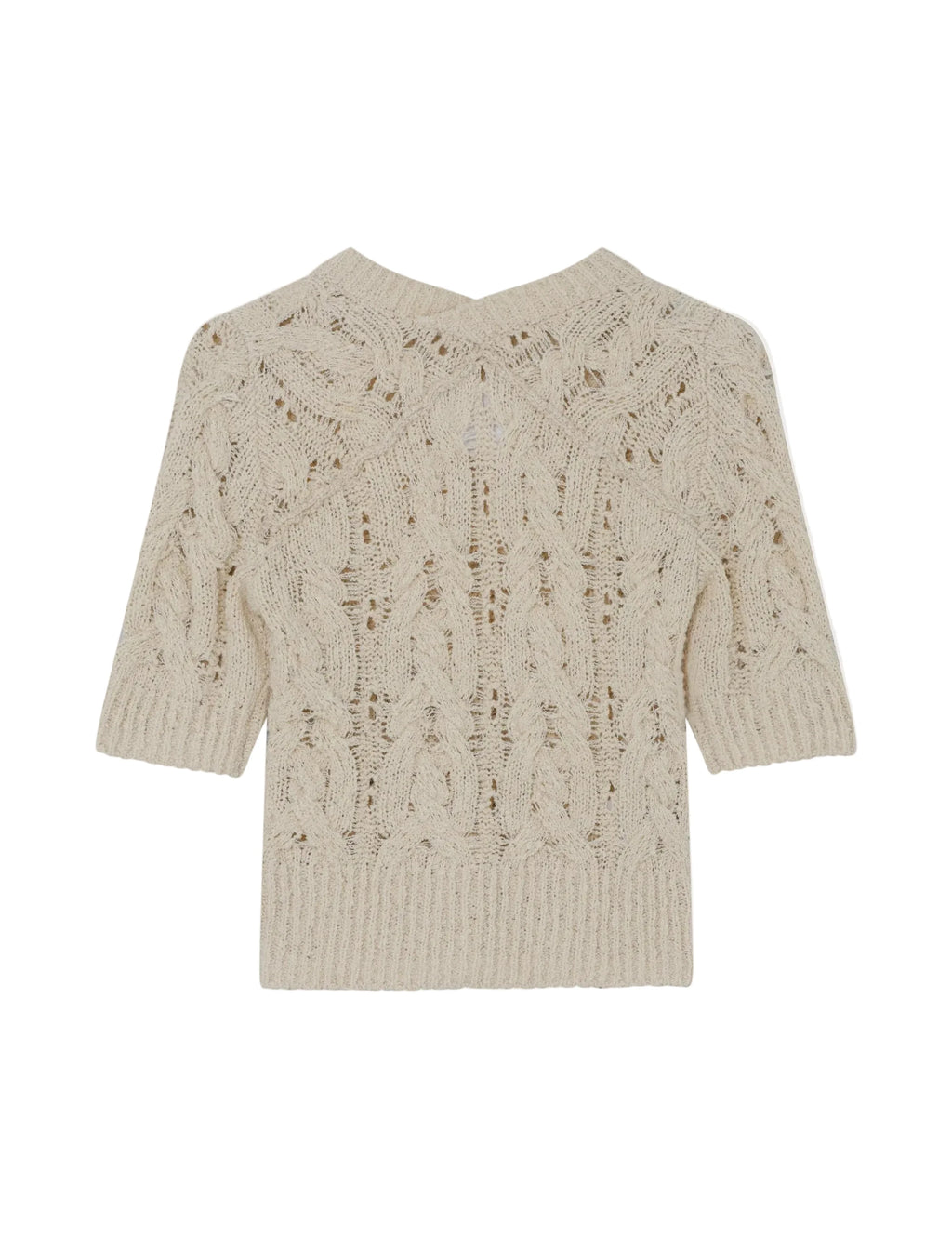 Beige knitted cardigan on a white background