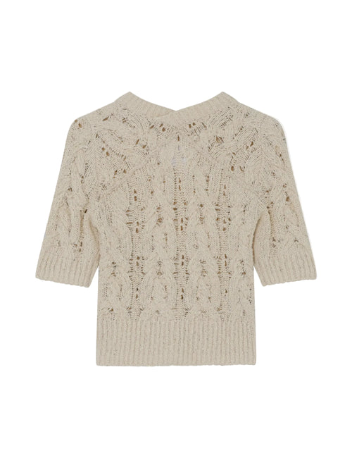Beige knitted cardigan on a white background