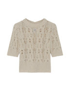 Beige knitted sweater on a white background