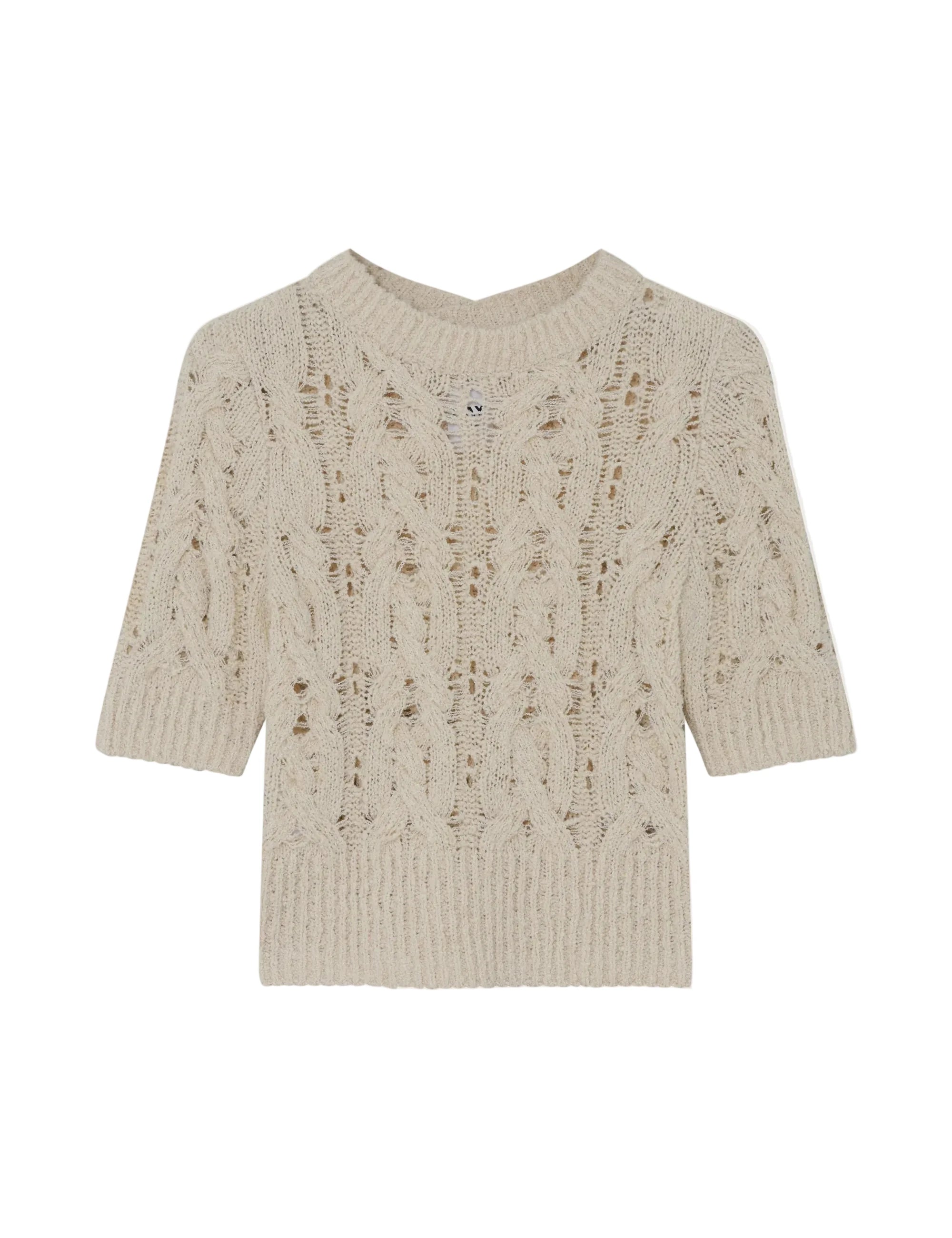 Beige knitted sweater on a white background