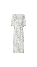 White dress with floral pattern on a white background