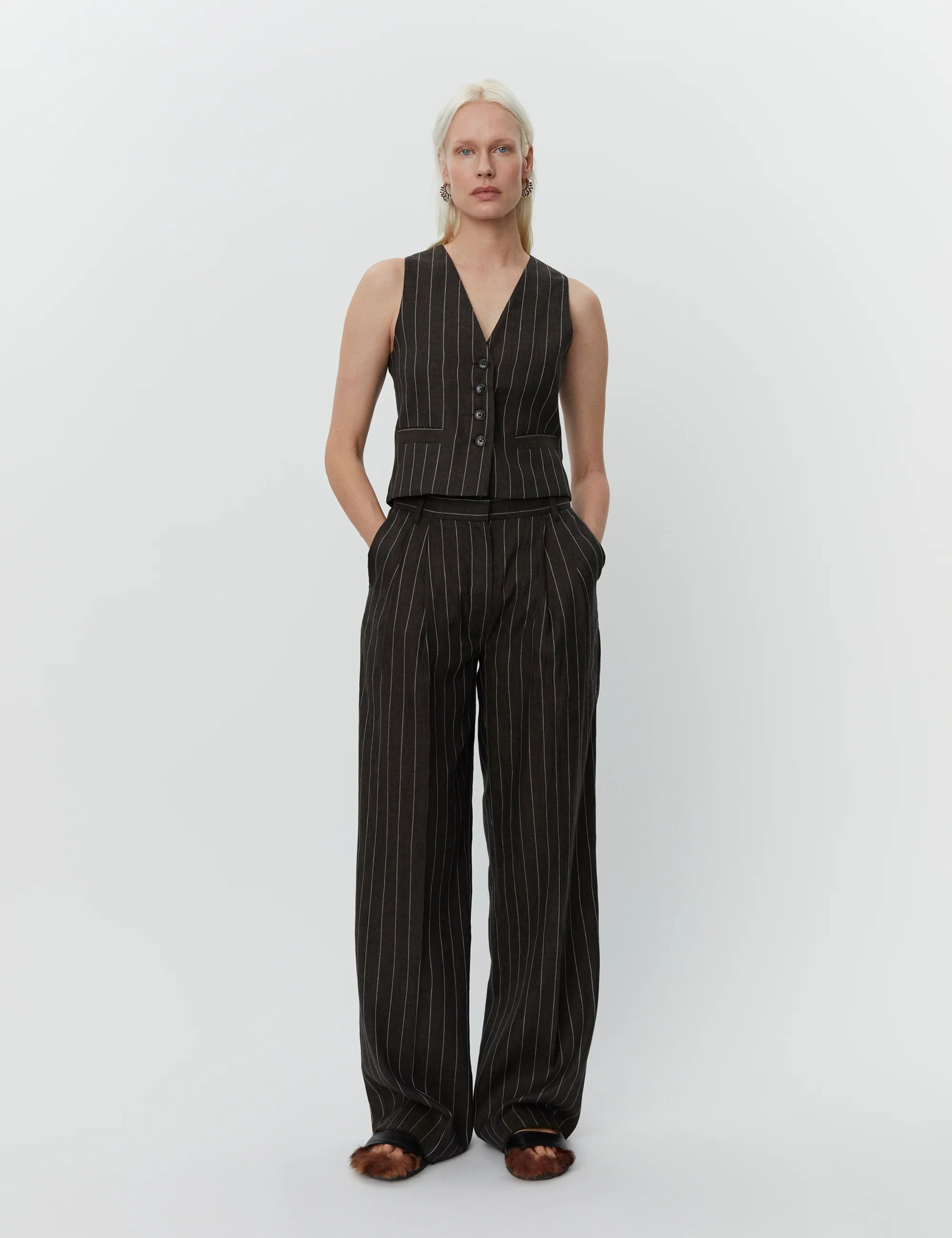 Enzo Pant in Stripe Brown
