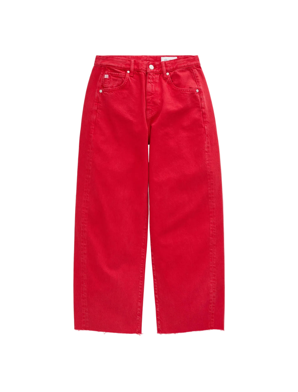 Red jeans on a gray background