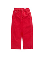 Red jeans on a gray background