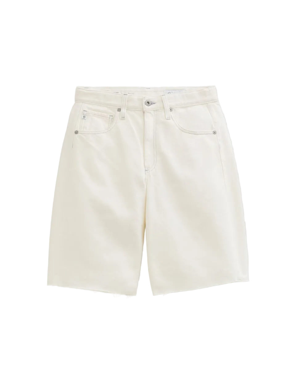 White denim shorts on a light gray background