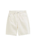 White denim shorts on a light gray background