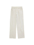 Off-white straight-leg denim jeans shown flat against a light gray background.