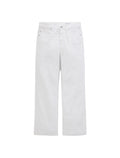 White wide-leg cropped jeans shown flat against a light gray background.