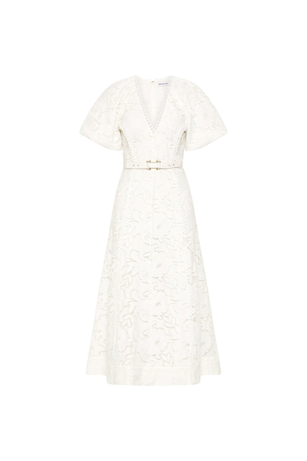 White lace dress on a white background