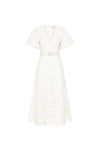 White lace dress on a white background