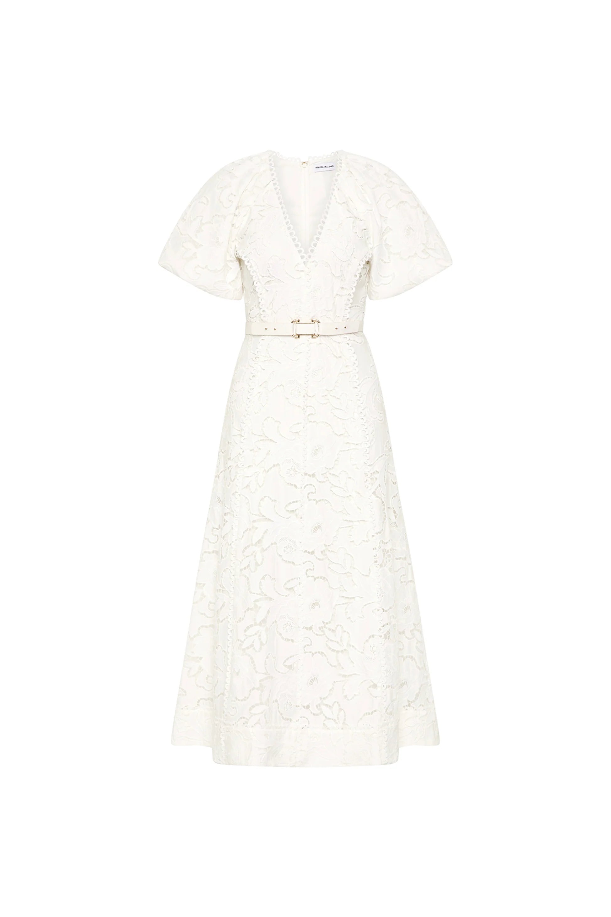 White lace dress on a white background