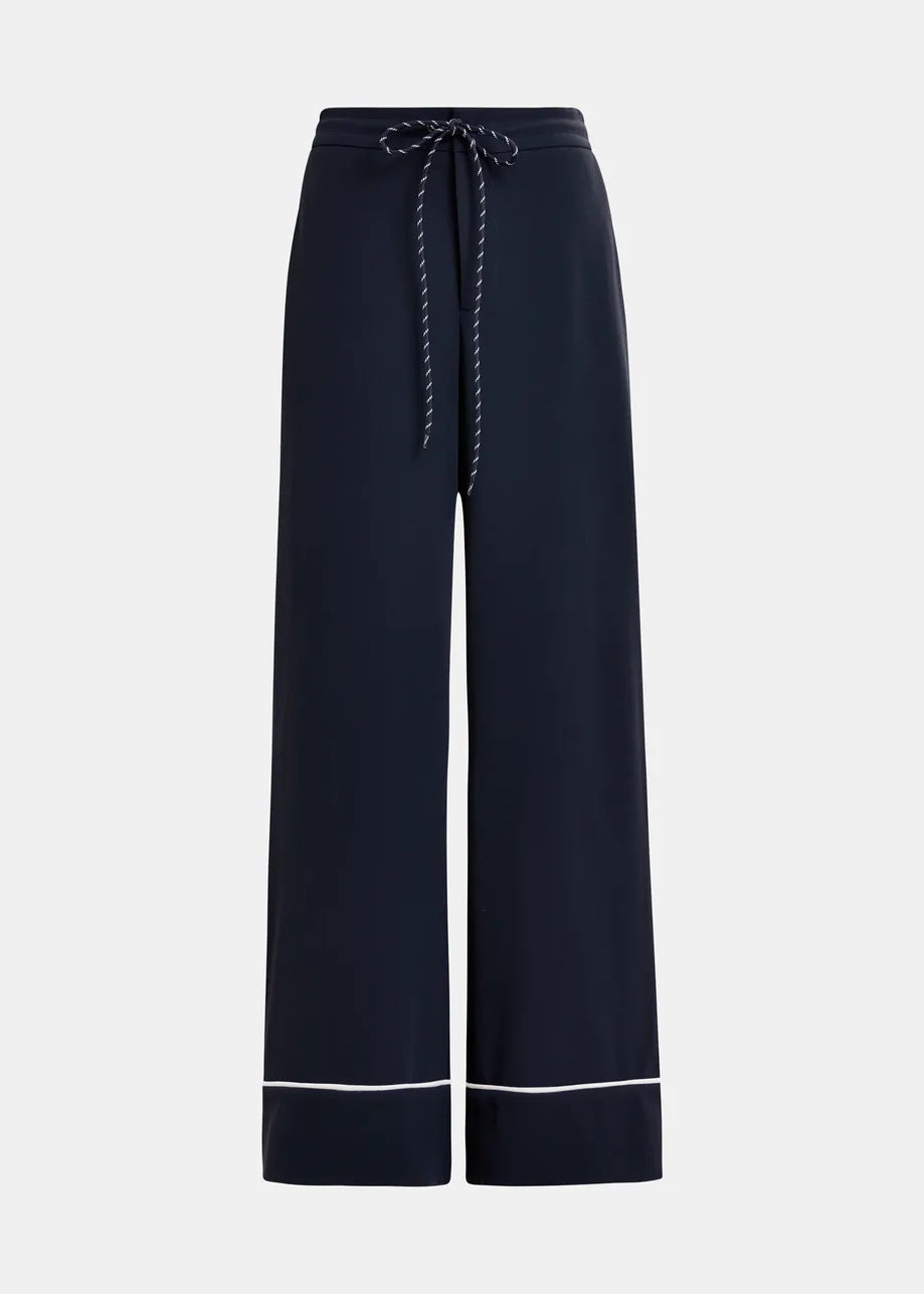 Wide Leg Pants Contrasting Trim