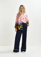 Wide Leg Pants Contrasting Trim