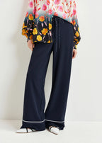 Wide Leg Pants Contrasting Trim