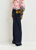 Wide Leg Pants Contrasting Trim