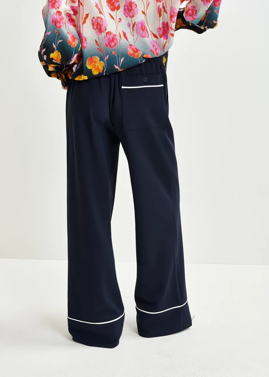 Wide Leg Pants Contrasting Trim