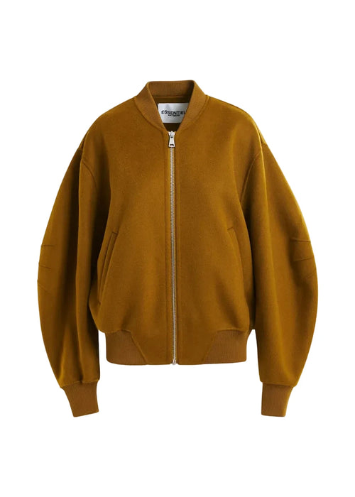 Brown bomber jacket on a white background