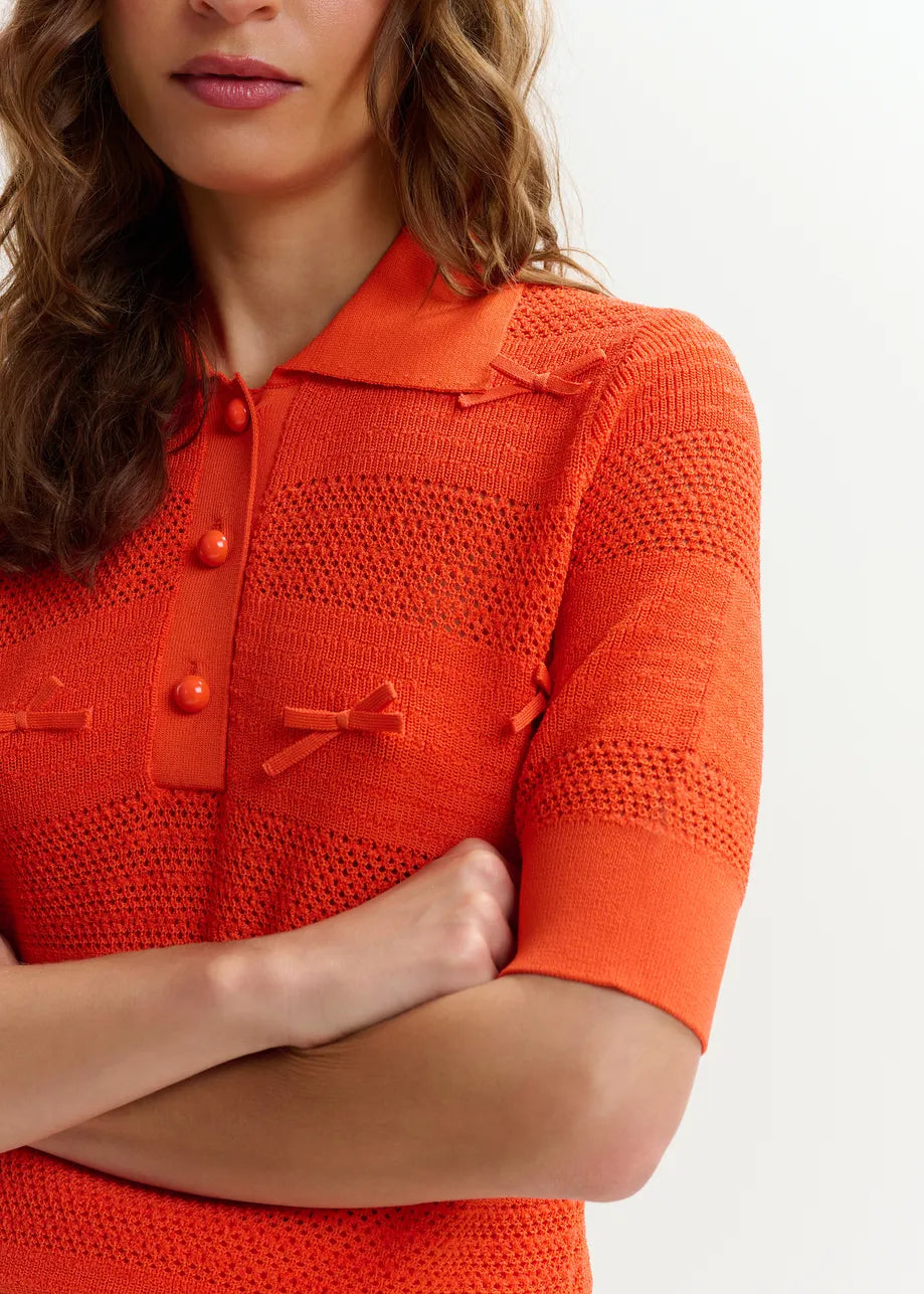 Jarts bow-embellished knit polo