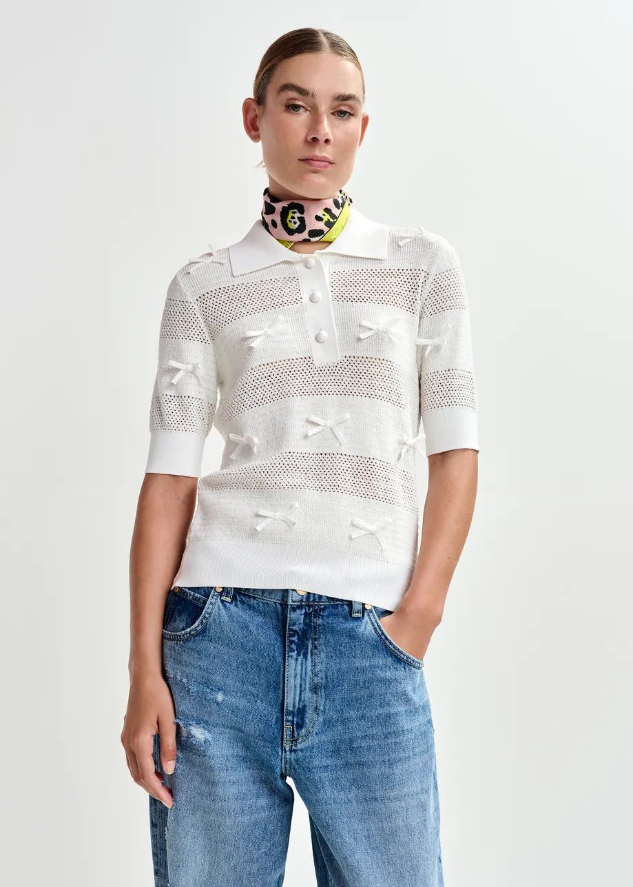 Jarts bow-embellished knit polo
