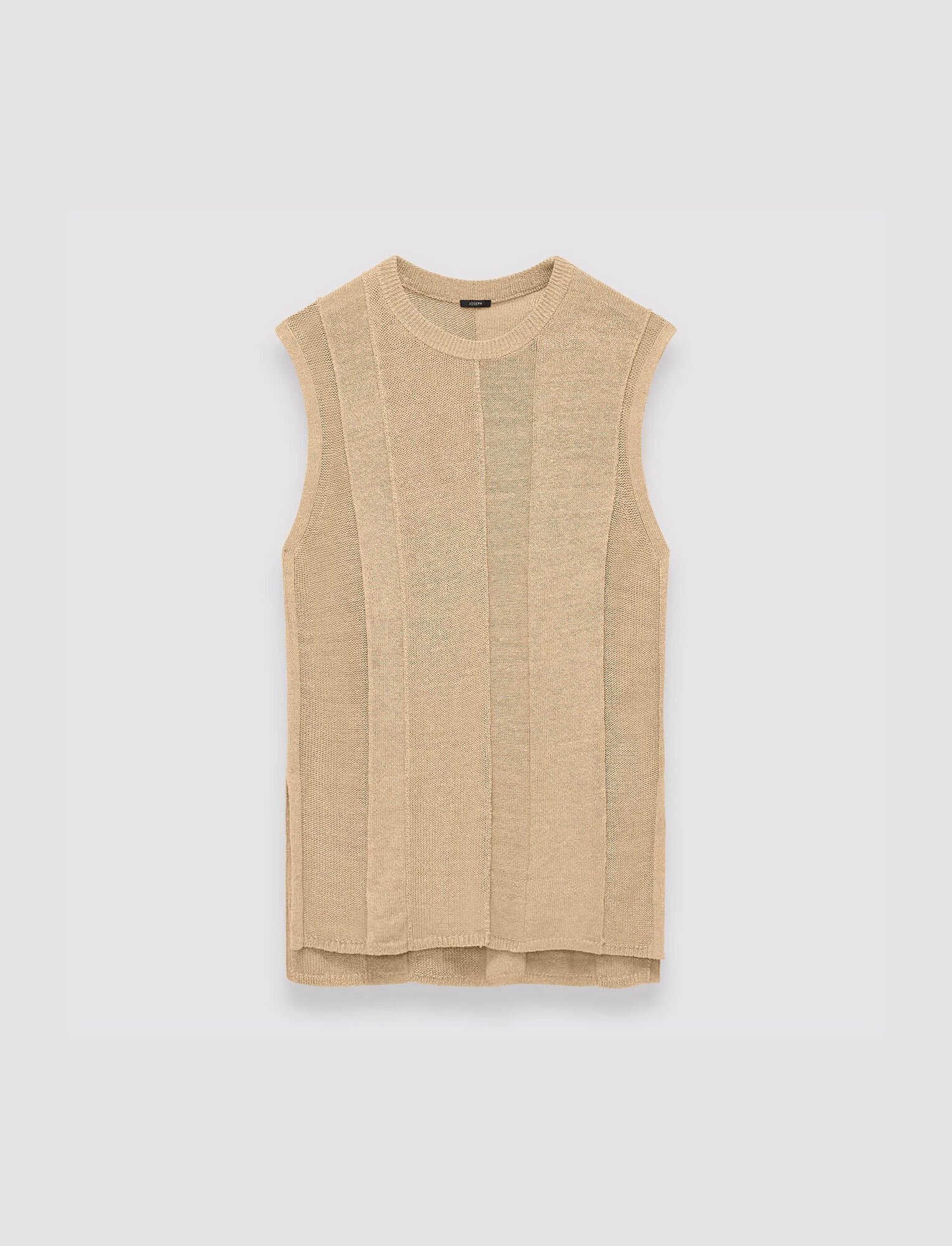 Joseph- Linen Blend Knitted Tank Top in Sesame