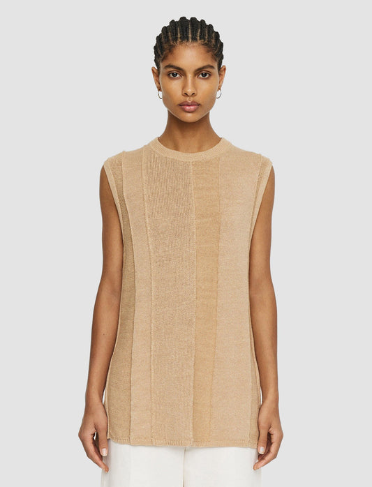 Joseph- Linen Blend Knitted Tank Top in Sesame