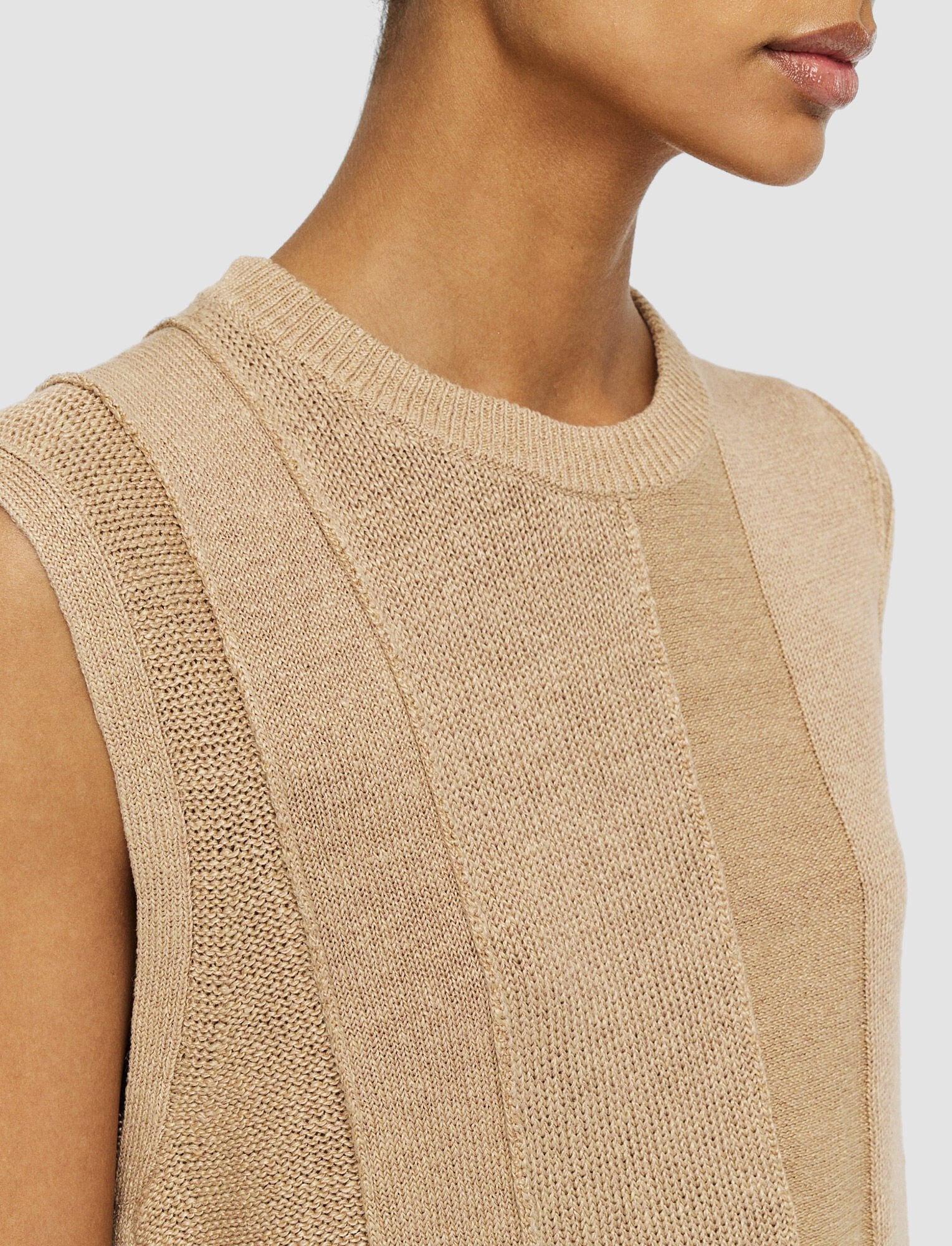 Joseph- Linen Blend Knitted Tank Top in Sesame