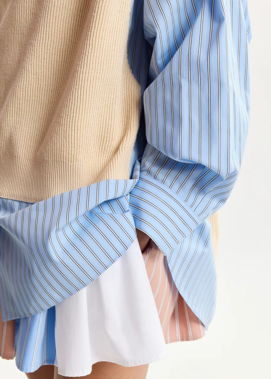Oversized shirt with knitted inserts