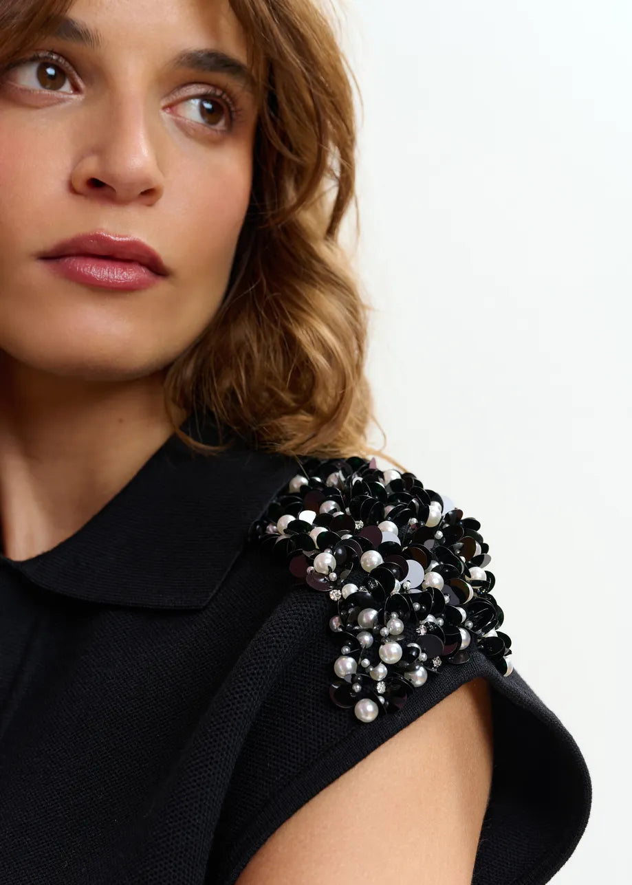 Joline polo with off-white embellished shoulders