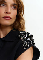 Joline polo with off-white embellished shoulders