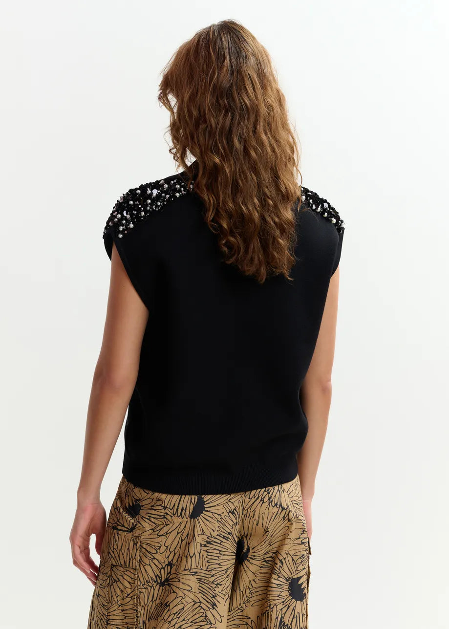 Joline polo with off-white embellished shoulders