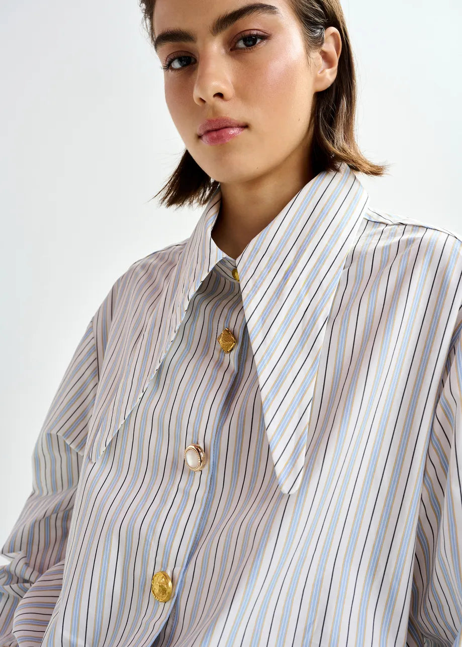 Jomato striped cotton shirt with elongated collar