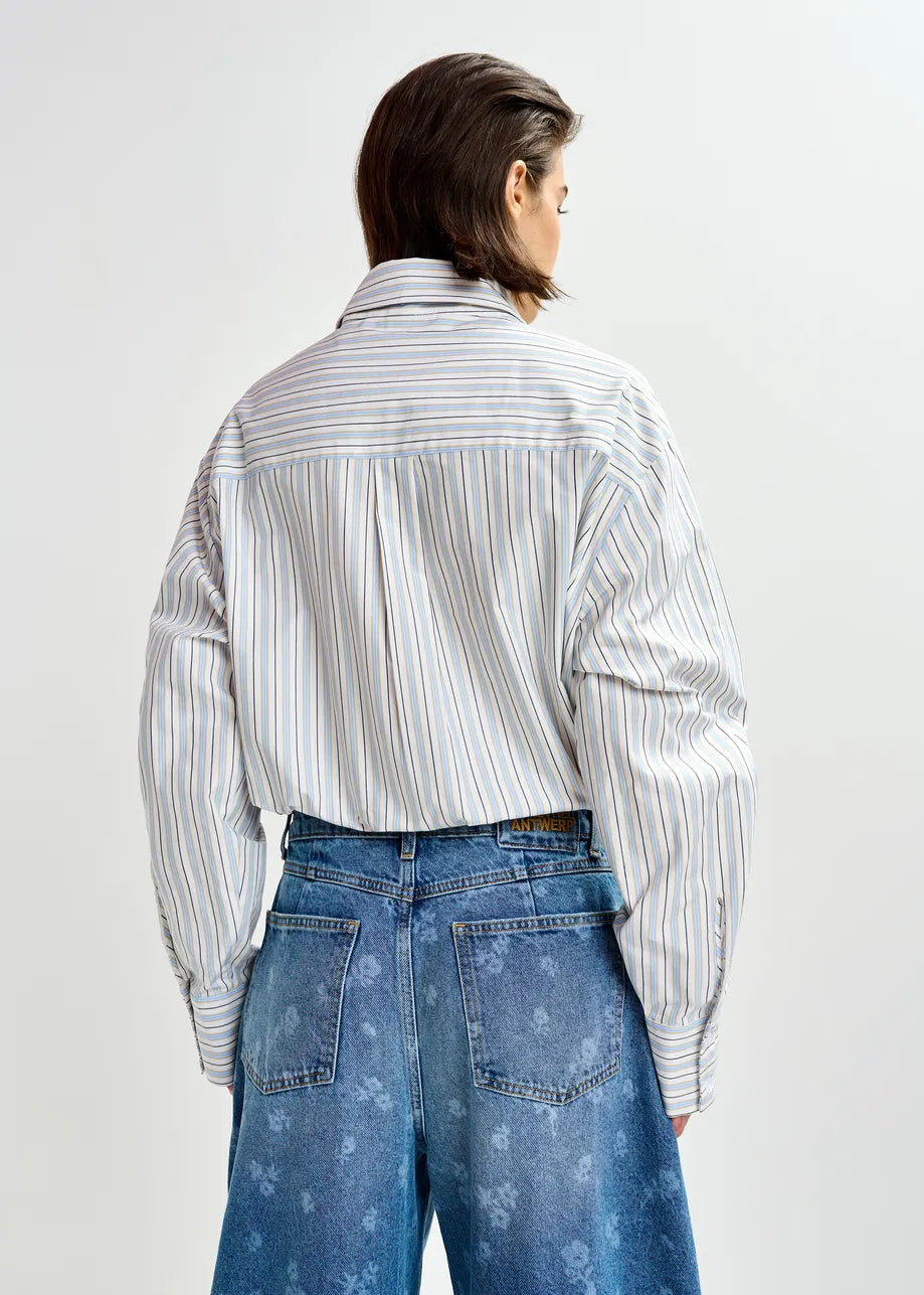 Jomato striped cotton shirt with elongated collar