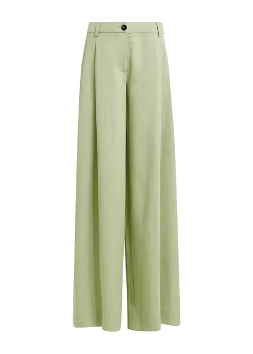 Light green wide-leg pants on a white background
