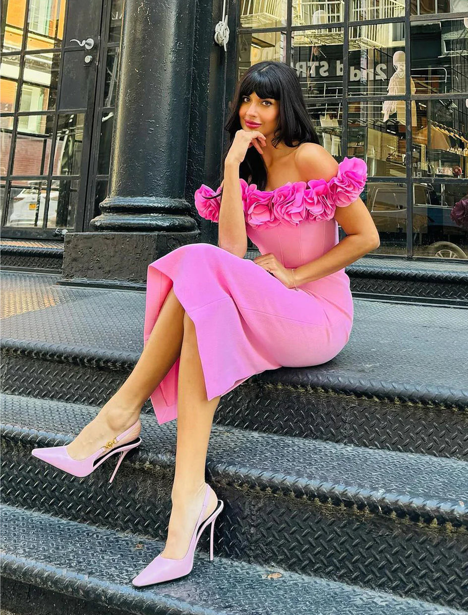 Odetta Midi Dress in Pink