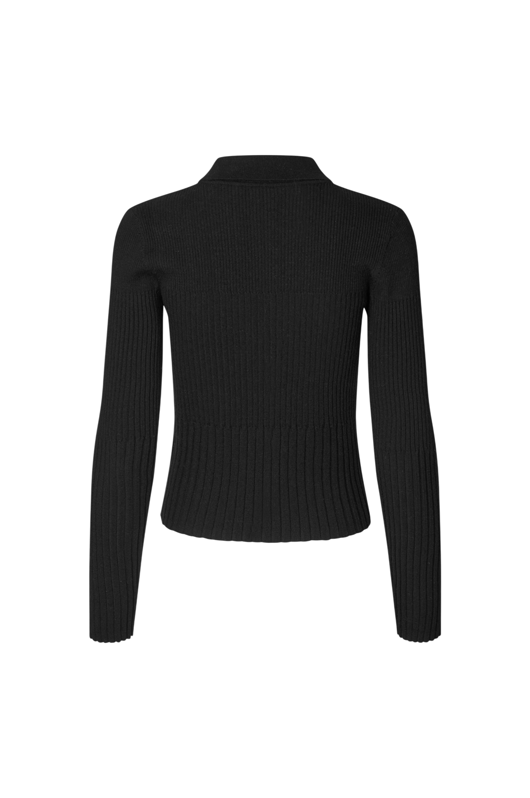 Black ribbed sweater on a white background