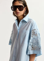 Kali cotton oversized shirt with lace inserts