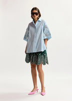 Kali cotton oversized shirt with lace inserts