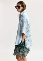 Kali cotton oversized shirt with lace inserts