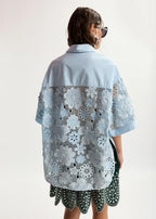 Kali cotton oversized shirt with lace inserts