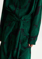 Kamila Blouse dress. dark green and black