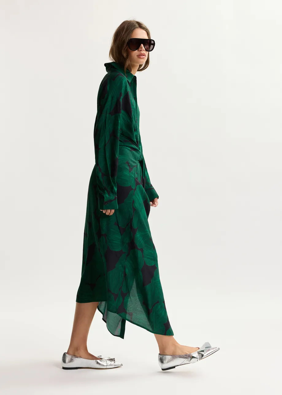 Kamila Blouse dress. dark green and black