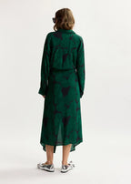 Kamila Blouse dress. dark green and black