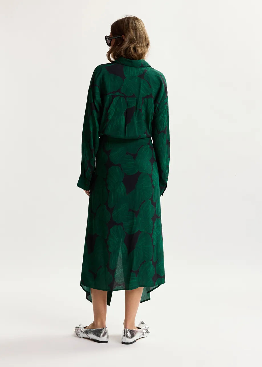 Kamila Blouse dress. dark green and black