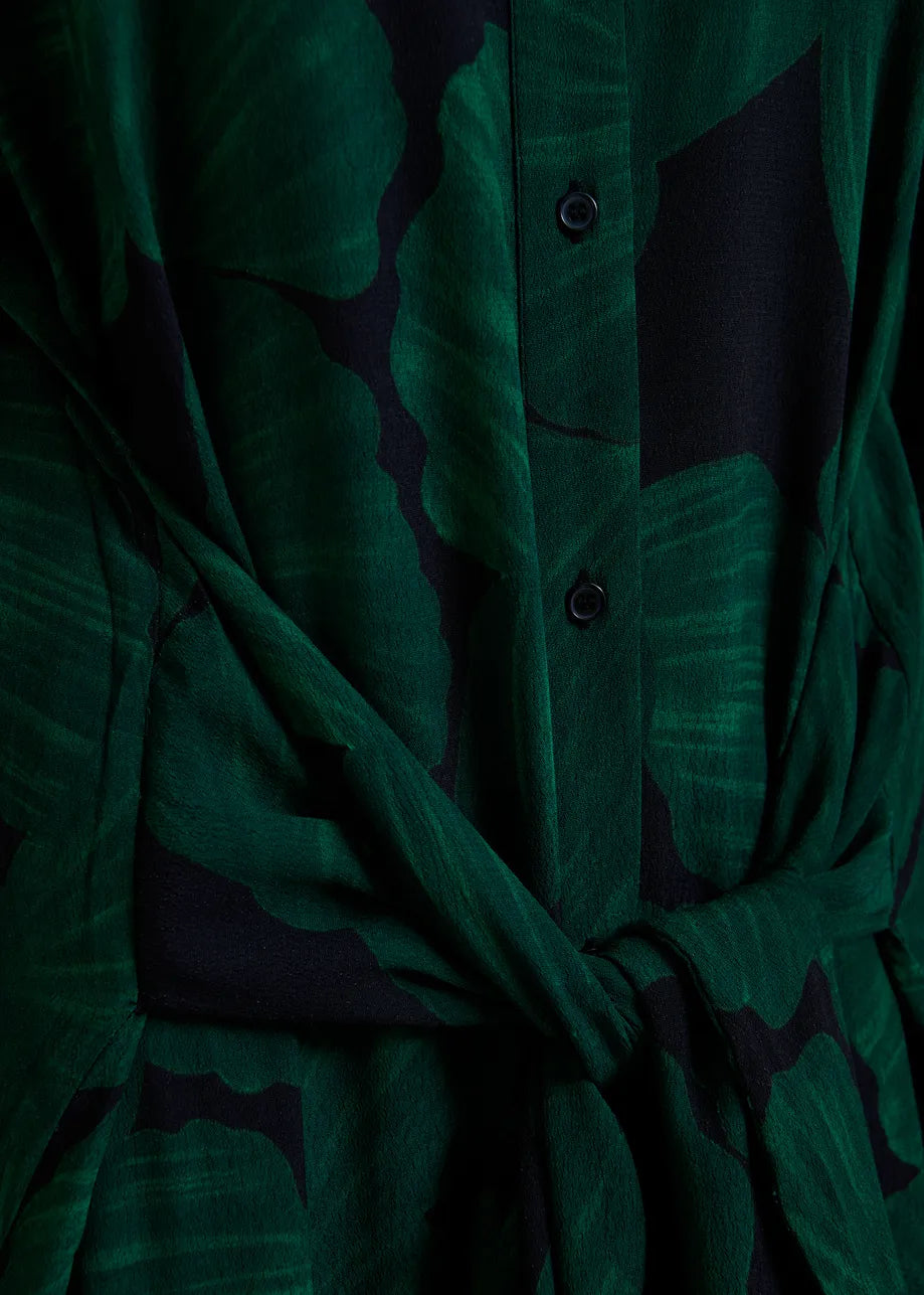 Kamila Blouse dress. dark green and black