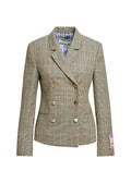 Karina checked double-breasted fitted blazer