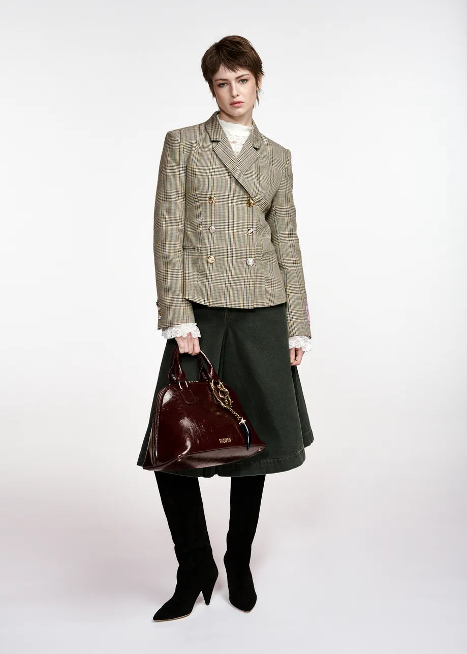 Karina checked double-breasted fitted blazer