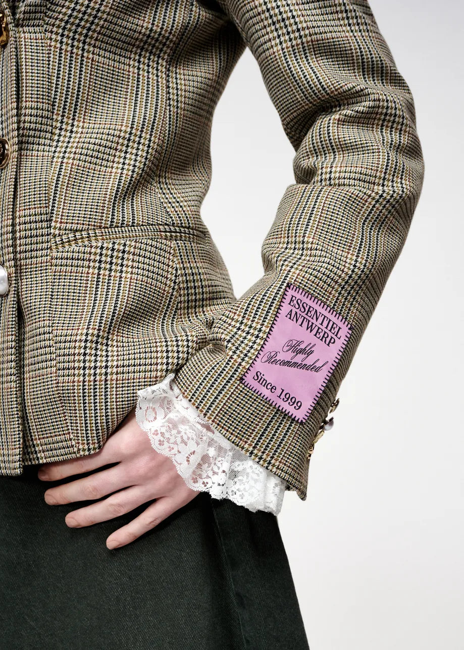 Karina checked double-breasted fitted blazer